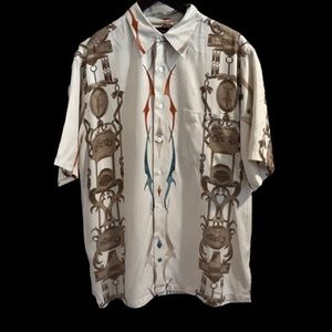 Harley Davidson tribal hawaiian style  button up dress shirt